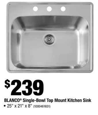Home Depot Blanco single-bowl top mount kitchen sink offer