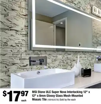 Home Depot Msi stone ulc super nova interlocking 12" x 12" x 8mm glossy glass mesh-mounted mosaic tile offer