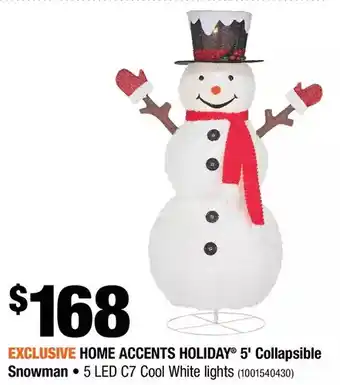 Home Depot Home accents holiday 5' collapsible snowman offer