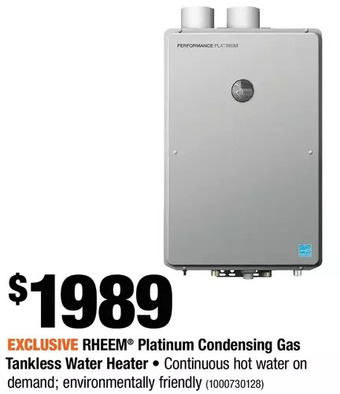 Home Depot Rheem platinum condensing gas tankless water heater offer