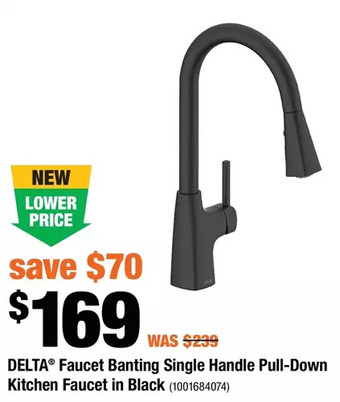 Home Depot Delta faucet banting single handle pull-down kitchen faucet in black offer