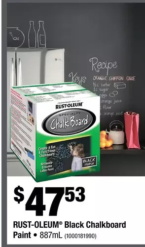 Home Depot Rust-oleum black chalkboard paint offer