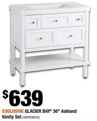 Home Depot Glacier bay 36" ashland vanity set offer
