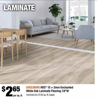 Home Depot Hdc 12 + 2mm enchanted white oak laminate flooring 7.6"w offer