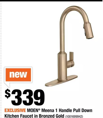 Home Depot Moen meena 1 handle pull down kitchen faucet in bronzed gold offer