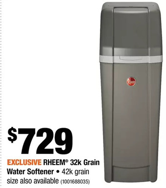 Home Depot Rheem 32k grain water softener offer