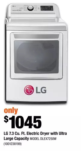 Home Depot Lg 7.3 cu. ft. electric dryer with ultra large capacity offer