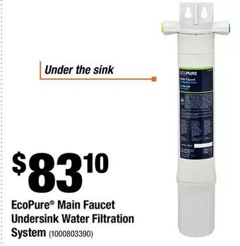 Home Depot Ecopure main faucet undersink water filtration system offer