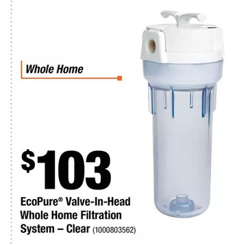 Home Depot Ecopure valve-in-head whole home filtration system offer