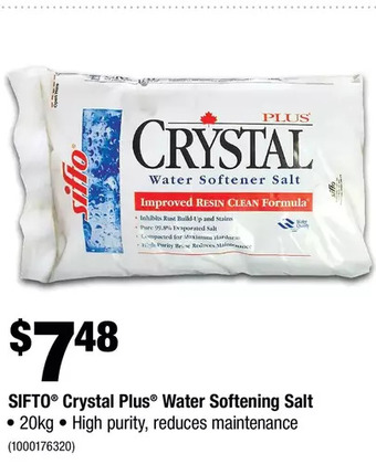Sifto crystal plus water softening salt