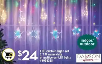 Giant Tiger Led curtain light set 2.7 m warm white or multicolour led lights offer