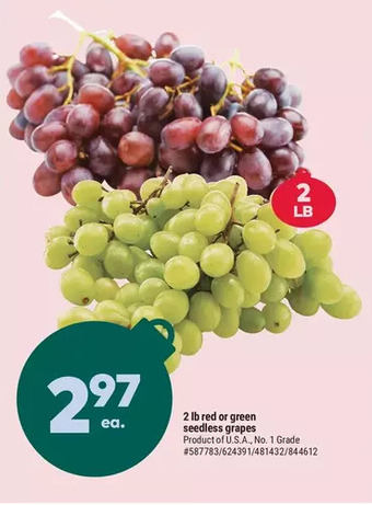 Giant Tiger 2 lb red seedless grapes offer