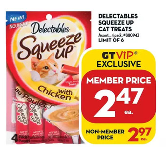 Giant Tiger Delectables squeeze up cat treats offer