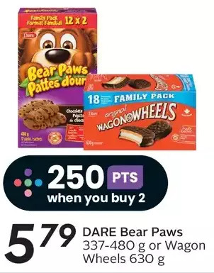 Sobeys Dare bear paws or wagon wheels offer
