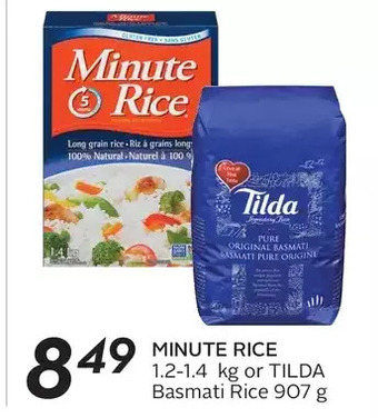 Sobeys Minute rice or tilda basmati rice offer