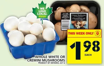Food Basics Whole white or cremini mushrooms offer