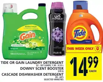 Food Basics Tide or gain laundry detergent | downy scent booster | cascade dishwasher detergent offer