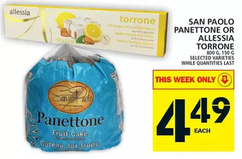 Food Basics San paolo panettone or allessia torrone offer