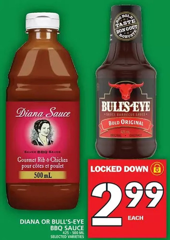 Food Basics Diana or bull's-eye bbq sauce offer