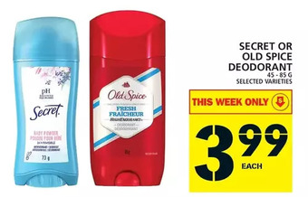 Food Basics Secret or old spice deodorant offer