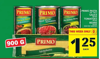 Food Basics Primo pasta, sauce, tomatoes, beans offer