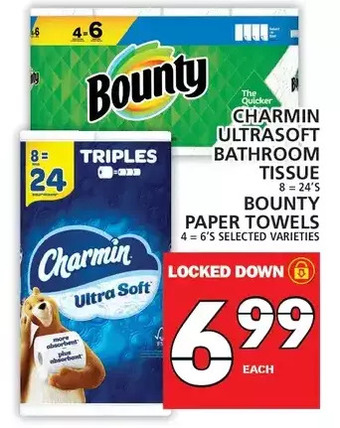 Food Basics Charmin ultrasoft bathroom tissue | bounty paper towels offer