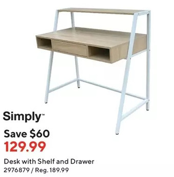 Staples Simply desk with shelf and drawer offer