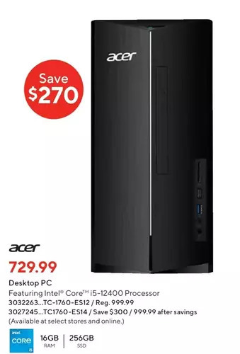 Staples Acer desktop pc offer