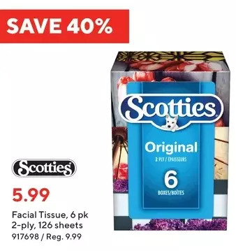 Staples Scotties facial tissue offer