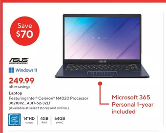 Staples Asus laptop offer