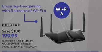 Staples Netgear nighthawk ax5 5-stream ax4200 wi-fi 6 router offer