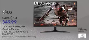 Staples Lg 32" class 165hz qhd gaming monitor offer
