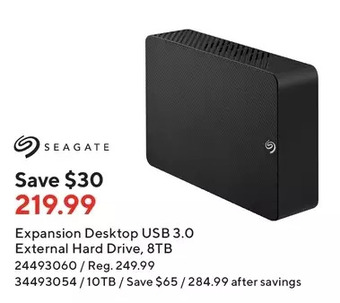 Staples Seagate expansion desktop usb 3.0 external hard drive, 8tb | 10tb offer