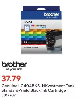 Staples Brother genuine lc404bks inkvestment tank standard-yield black ink cartridge offer