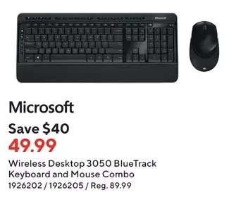 Staples Microsoft wireless desktop 3050 bluetrack keyboard and mouse combo offer