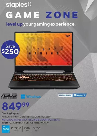 Staples Asus gaming laptop offer