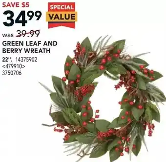 RONA Green leaf and berry wreath offer