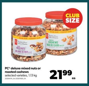 Real Canadian Superstore Pc® deluxe mixed nuts or roasted cashews, 1.13 kg offer