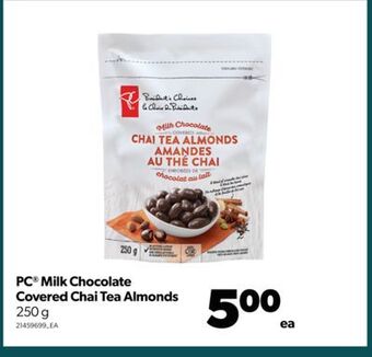 Real Canadian Superstore Pc® milk chocolate covered chai tea almonds, 250 g offer