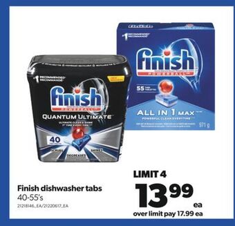 Real Canadian Superstore Finish dishwasher tabs, 40-55's offer