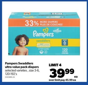 Real Canadian Superstore Pampers swaddlers ultra value pack diapers, 120-192's offer