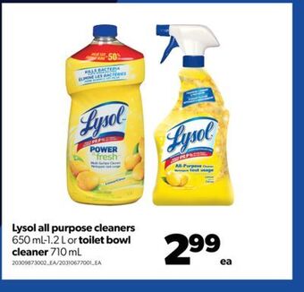 Real Canadian Superstore Lysol all purpose cleaners, 650 ml-1.2 l or toilet bowl cleaner, 710 ml offer