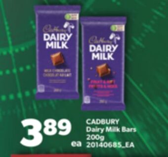 Real Canadian Superstore Cadbury dairy milk bars, 200g offer