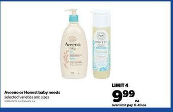 Real Canadian Superstore Aveeno or honest baby needs offer