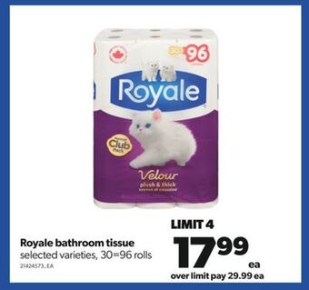 Real Canadian Superstore Royale bathroom tissue, 30=96 rolls offer