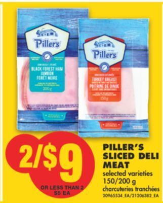 No Frills Piller's sliced deli meat, 150/200 g offer