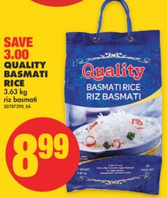 No Frills Quality basmati rice, 3.63 kg offer
