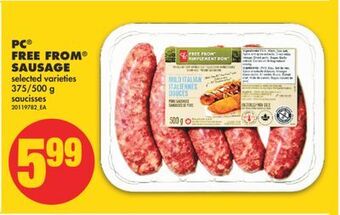 No Frills Pc® free from® sausage, 375/500 g offer