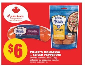 No Frills Piller's kolbassa or sliced pepperoni, 250-375 g offer