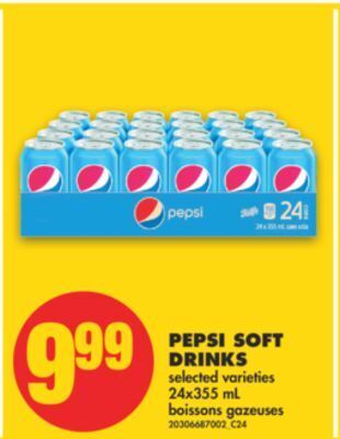 No Frills Pepsi soft drinks, 24x355 ml offer